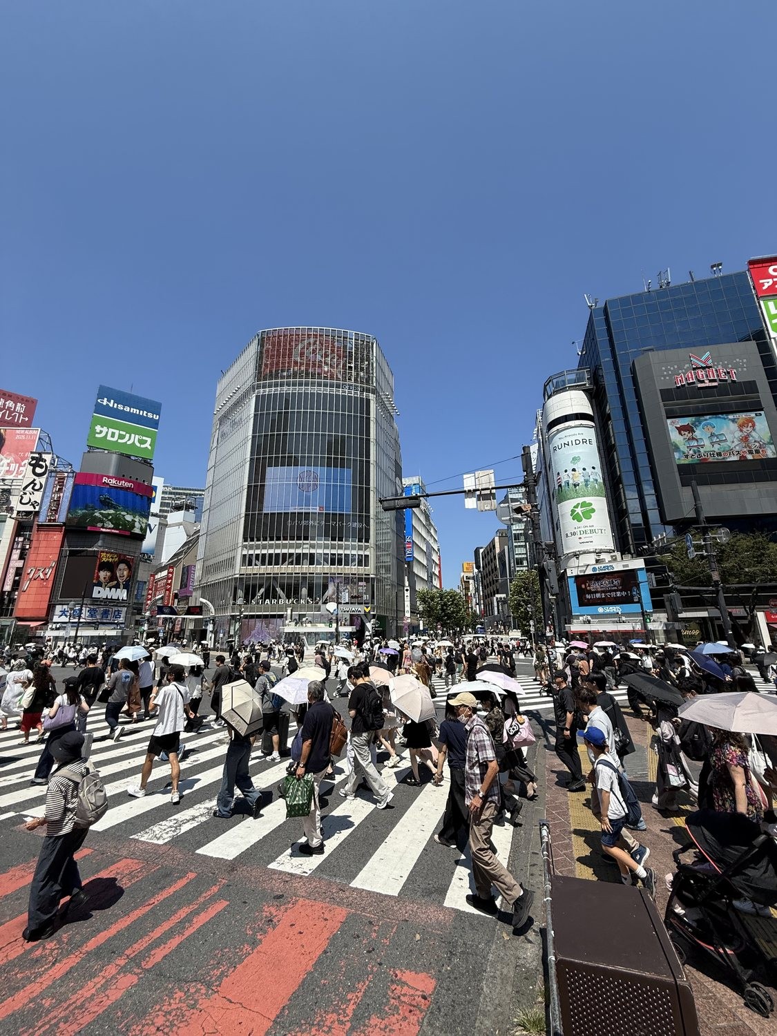 L'incrocio di Shibuya a Tokyo in una giornata di sole