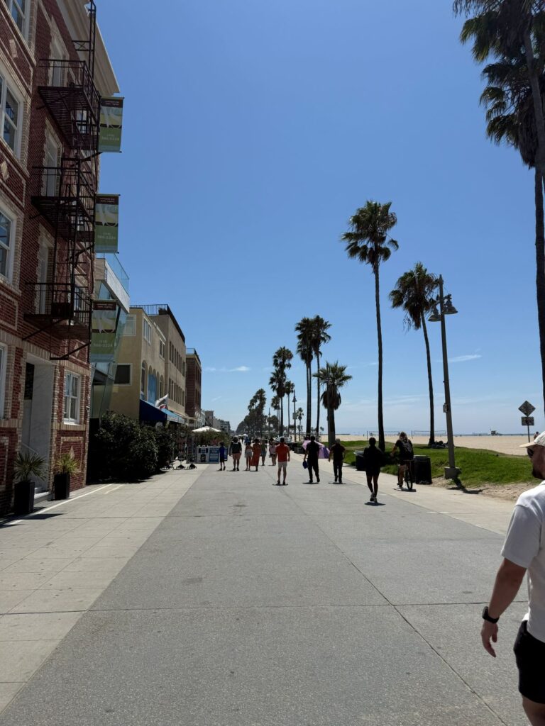Il lungomare di Venice Beach a Los Angeles con le palme